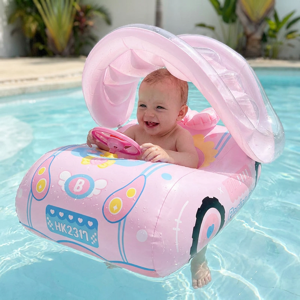Hochwertiger, aufblasbarer Baby Schwimmring Auto. Robustes Material für sicheren, langanhaltenden Badespaß & Schutz.