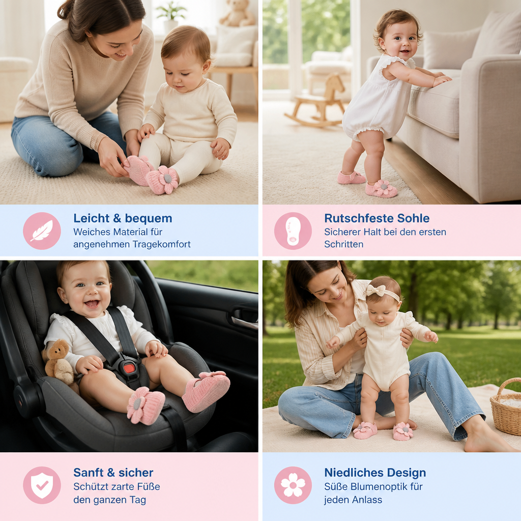 Süße Babyschuhe für Frühling/Sommer: Blumenmuster, weiche Sohle, ideal für krabbelnde Babyfüße.