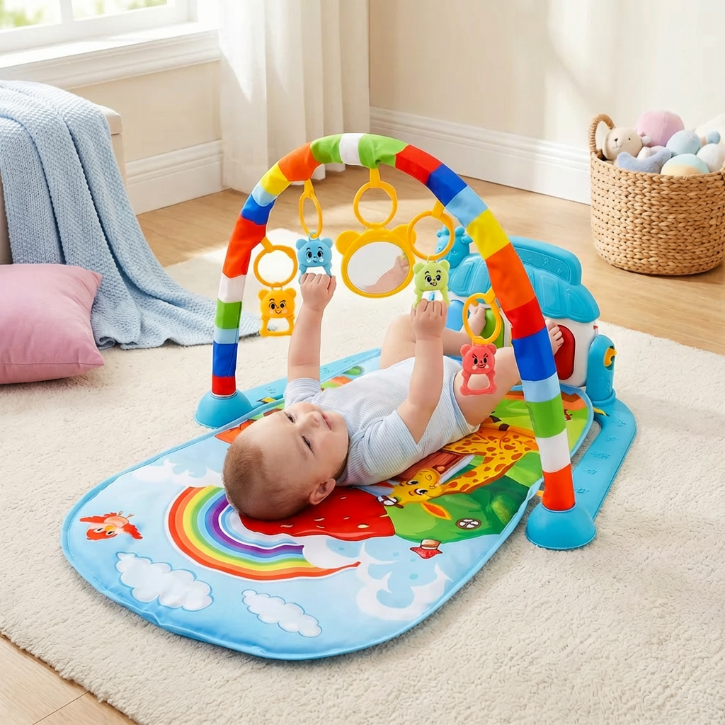 Interaktiver Spielbogen mit Piano: Fördert spielerisch Sensorik, Motorik & Hörvermögen bei Babys.