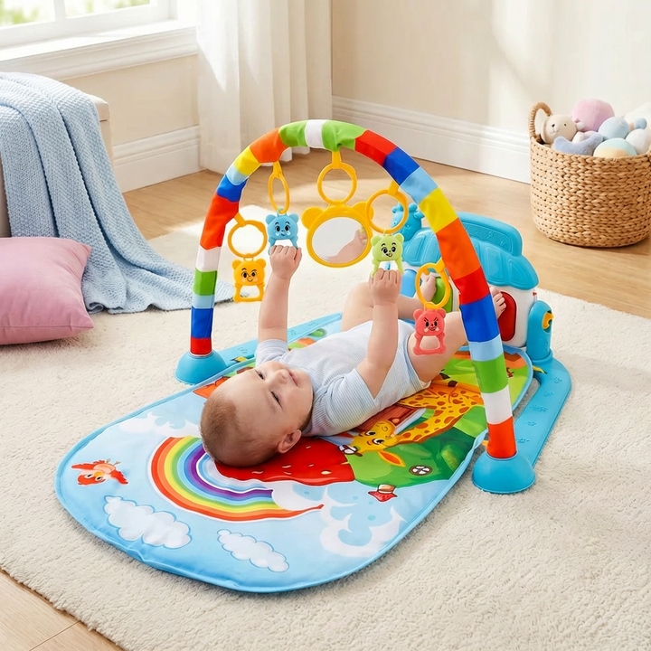 Interaktiver Spielbogen mit Piano: Fördert spielerisch Sensorik, Motorik & Hörvermögen bei Babys.