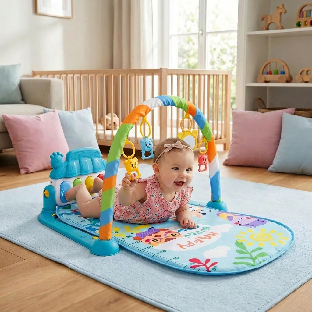 Vielseitiger Baby Musik-Spielbogen: Piano, Krabbeldecke & Sensorik-Spielzeug für eine umfassende Entwicklung.