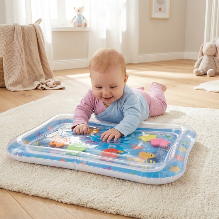 Baby Wassermatte für Bauchlage, sensorisches Spielzeug zur Förderung der Motorik & Entwicklung.