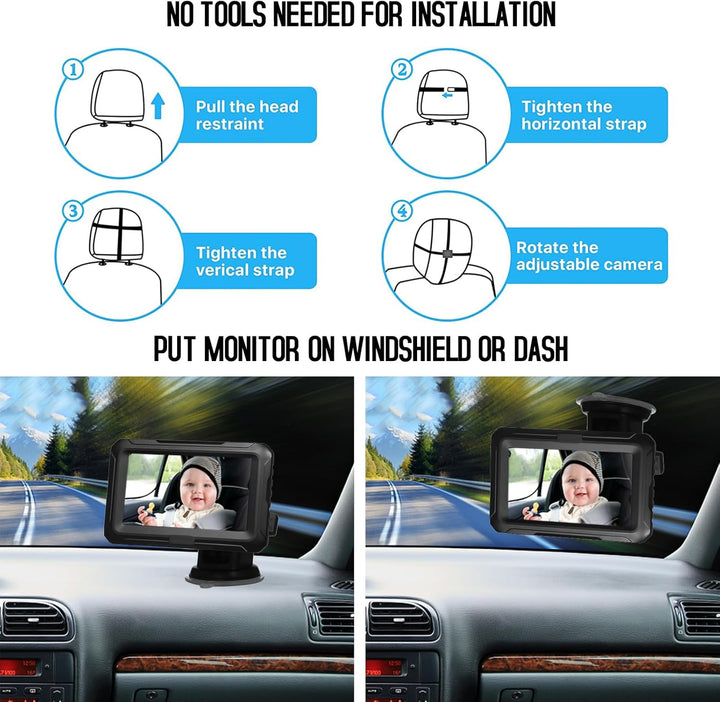 Eltern-Gadget: Solvian Babyauto-Spiegel mit 1080P Kamera und 4,3 Zoll Bildschirm zur optimalen Überwachung.