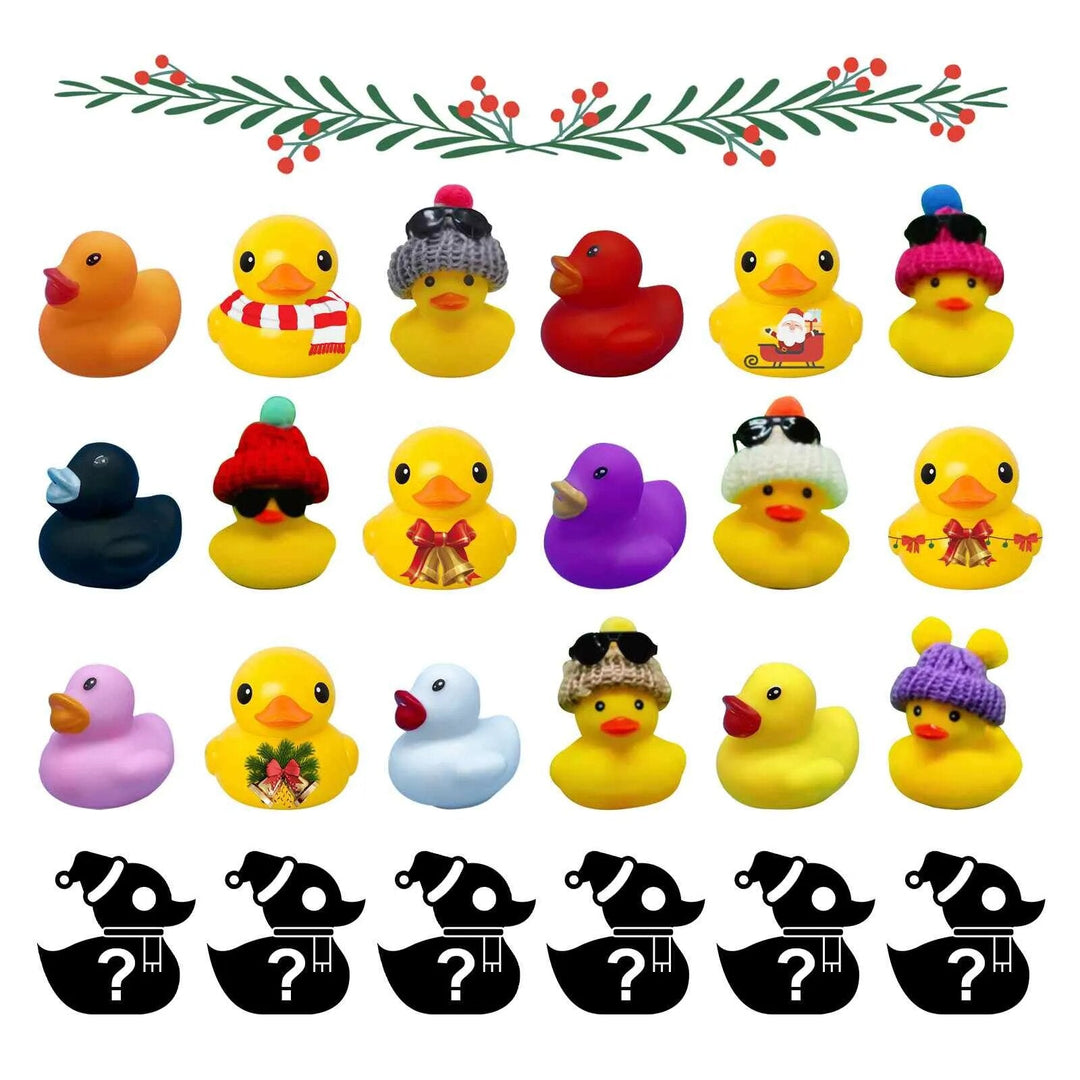 Badeentchen Adventskalender 2024 in weihnachtlicher Dekoration, die perfekte Geschenkidee für Kinder.