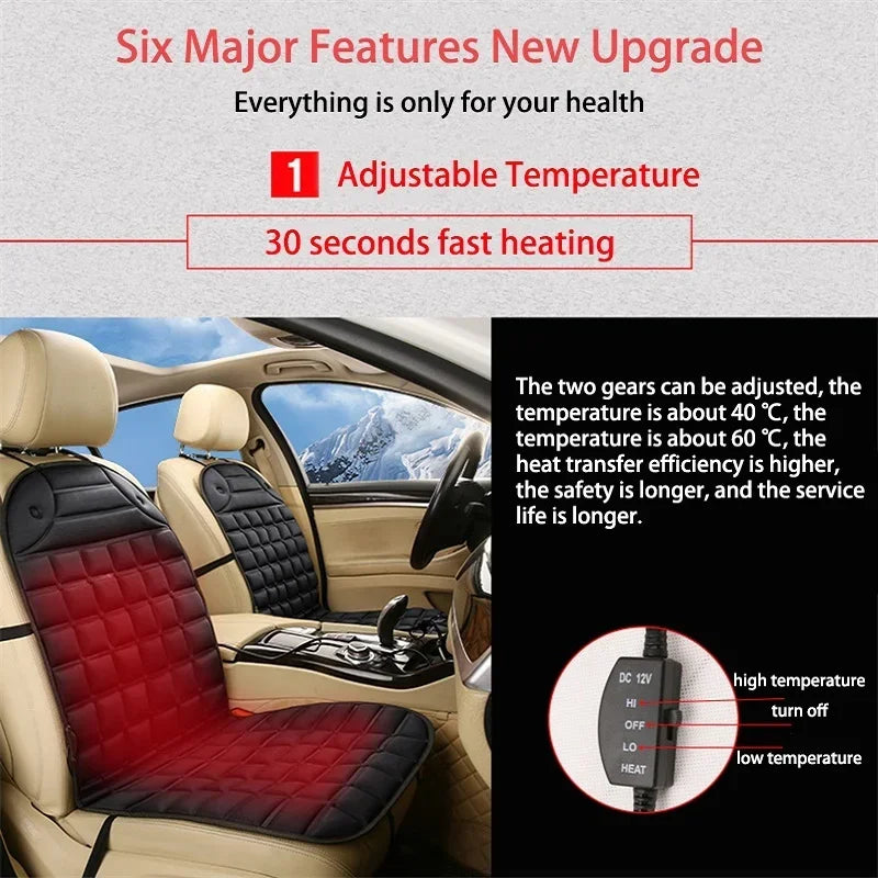 Robuste beheizbare Autositzauflage für Ihr Auto, mit 12V Schnellheizung und langanhaltender Wärme im Winter.