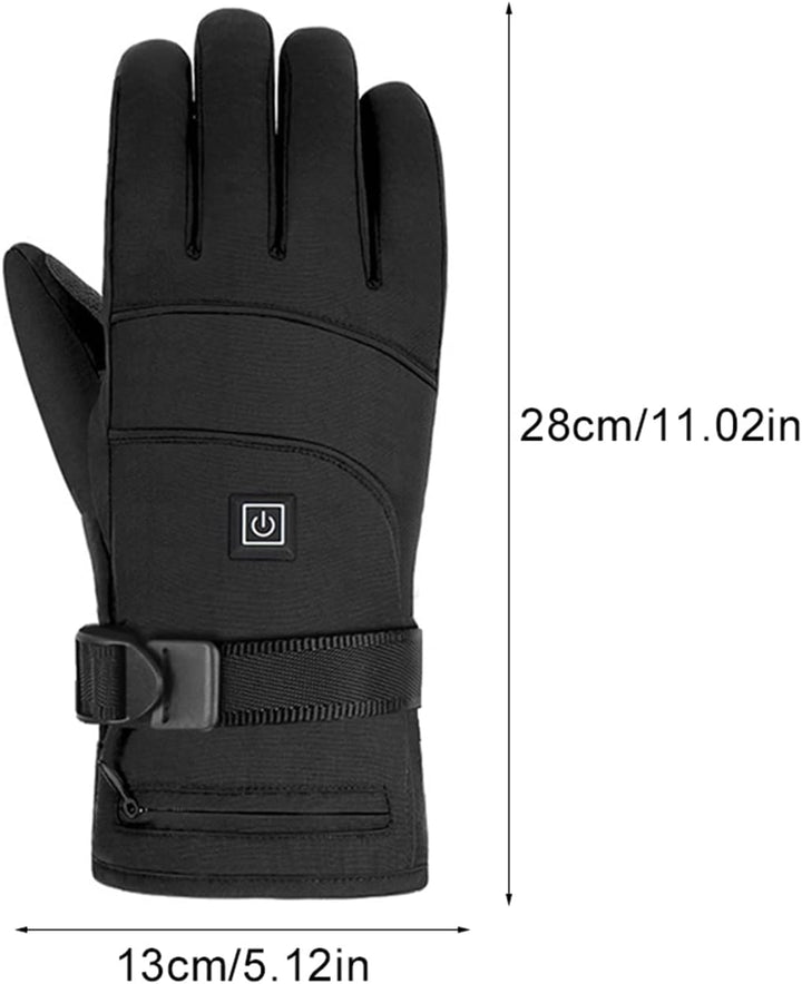 Nahaufnahme beheizbarer Unisex-Winterhandschuhe, wasserdicht, mit praktischer Touchscreen-Funktion.