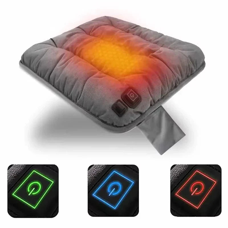 Beheizbares Autositzkissen mit Graphen für wohlige Wärme im Winter; USB-betrieben, plüschig & komfortabel.
