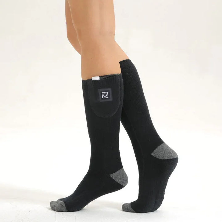 Beheizte USB-Socken für Damen & Herren, ideal gegen kalte Füße beim Wintersport, Wandern & Skifahren.