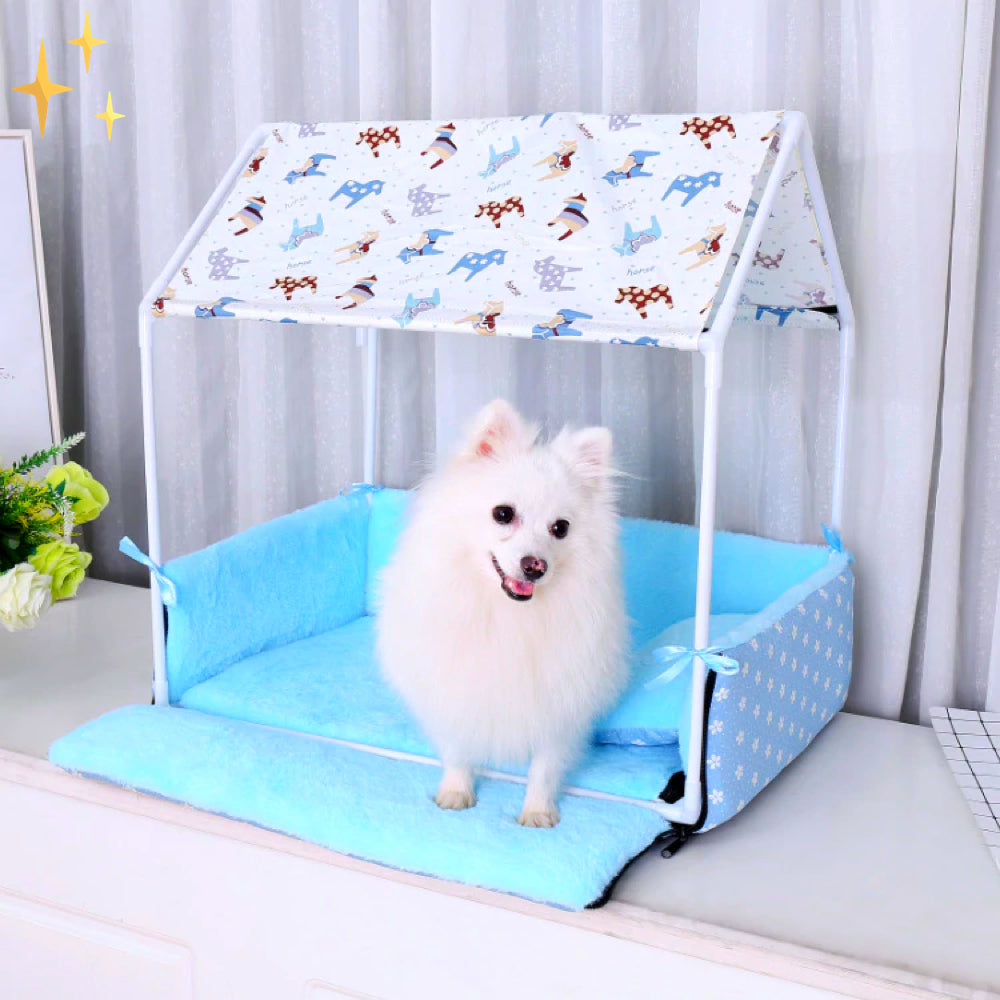 Gemütliche Kuschelhöhle für Hunde, überdachtes Fleece-Hundebett mit abnehmbarem Kissen.