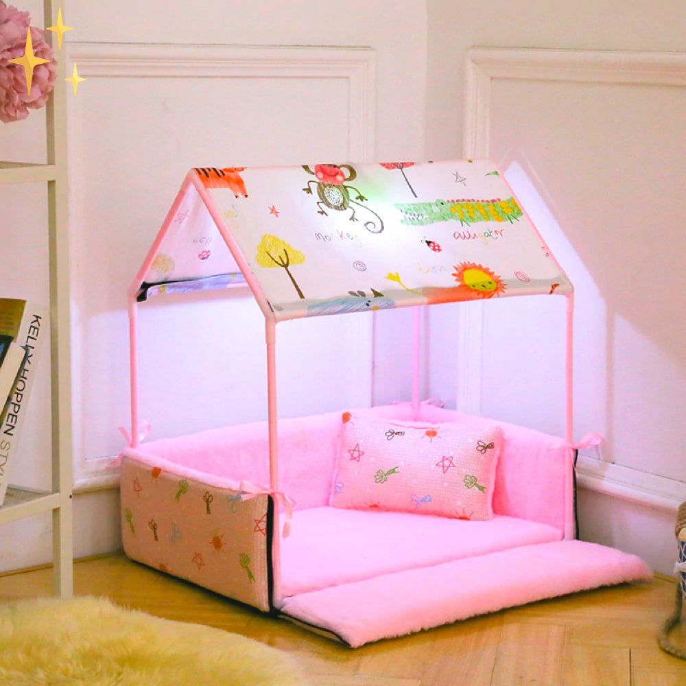 Weiches Fleece-Katzenbett, überdachter Schlafplatz für Katzen, Tier-Kuschelhöhle mit Dach.
