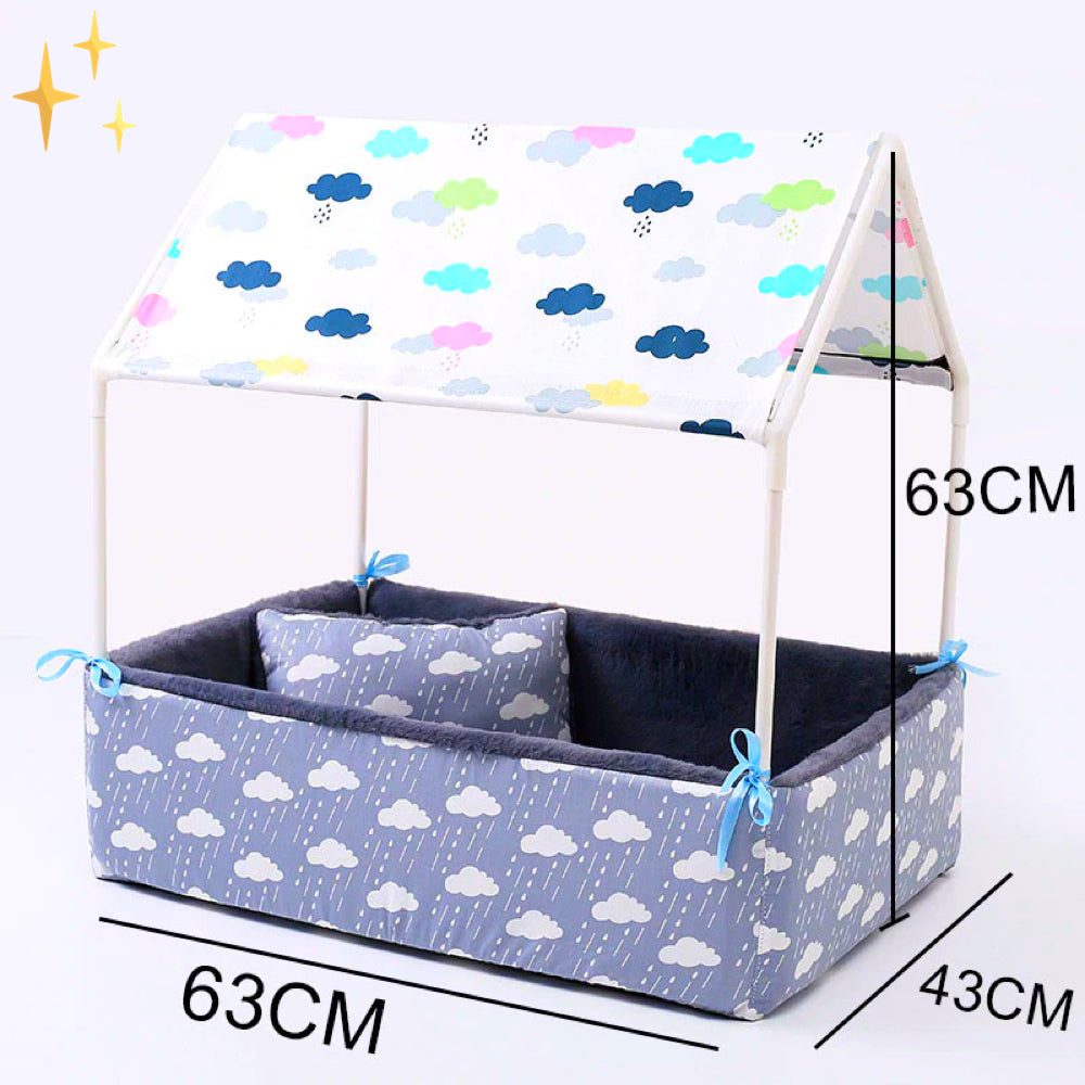 Kuschelhöhle für Haustiere, überdachtes Fleece-Tierbett mit Kissen, perfekter Schlafplatz.