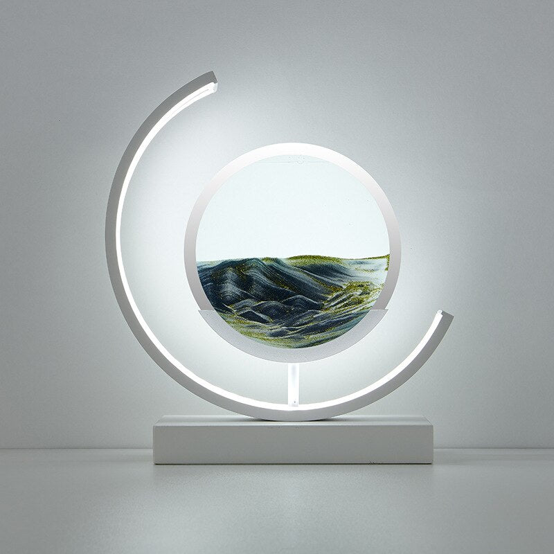 Innovative LED-Tischlampe, 3D Sandkunst als Blickfang; modernes Ambiente für jeden Raum.