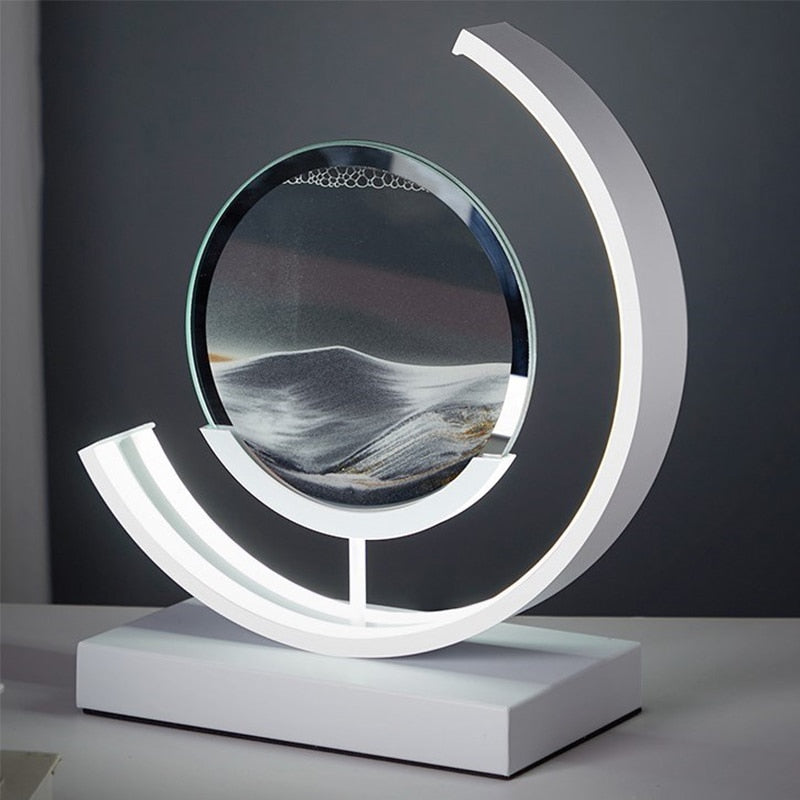 Tischlampe mit faszinierender 3D Sandkunst, dimmbares LED-Licht für einzigartige Wohndeko.