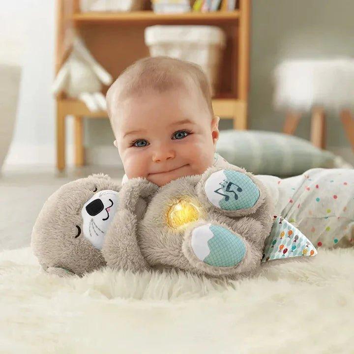 Beruhigende Baby Einschlafhilfe Otter Plüschtier mit Musik, Lichtern und Atembewegung für süße Träume.