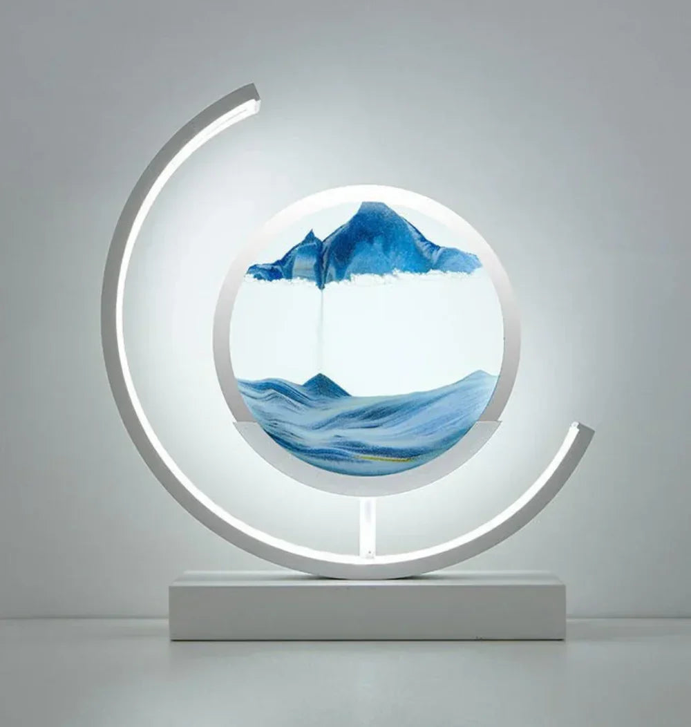 Einzigartige Sandlandschaft Lampe, perfekt als besondere Geschenkidee und beruhigendes Wohnaccessoire.