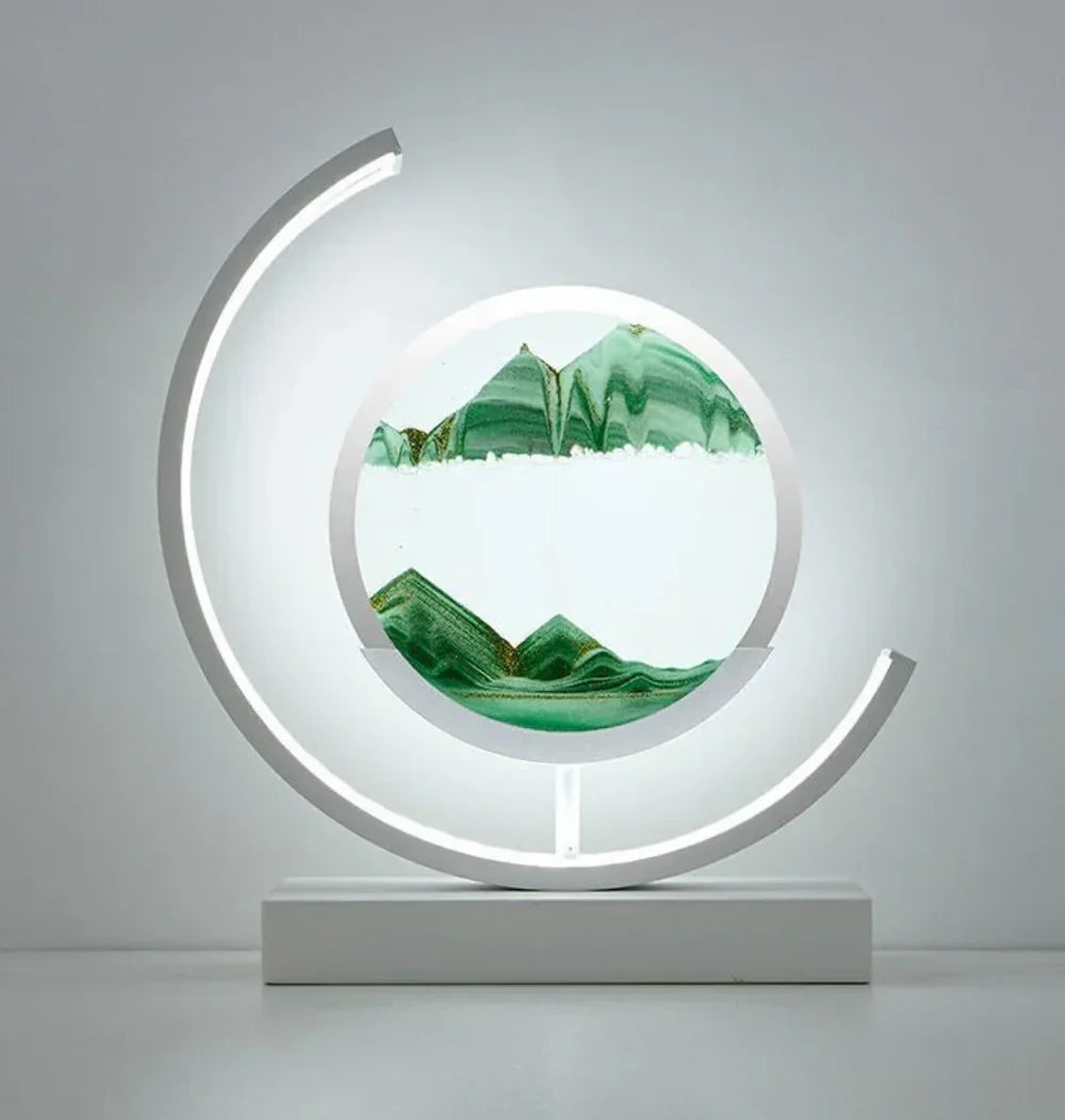 Dekorative Sandlandschaft Lampe mit dynamischem Sandbild, ideal für entspanntes Ambiente in jedem Raum.