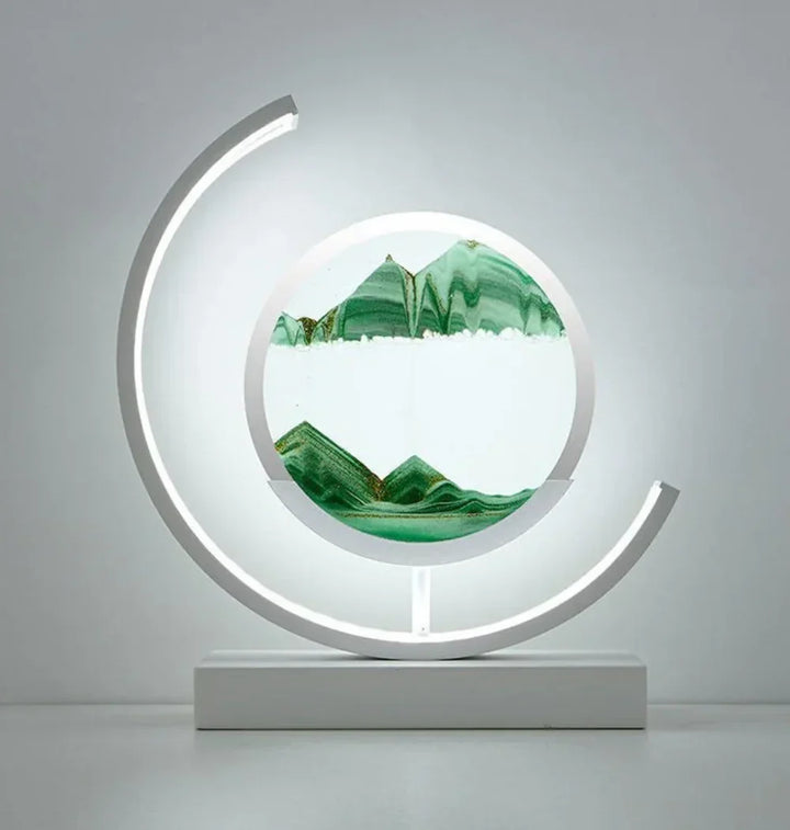 Dekorative Sandlandschaft Lampe mit dynamischem Sandbild, ideal für entspanntes Ambiente in jedem Raum.