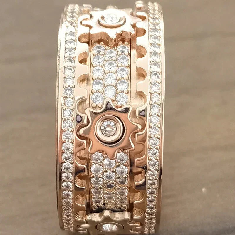 Beruhigender Silber Fidget Ring für Damen und Herren. Anti-Stress Drehring für Konzentration.