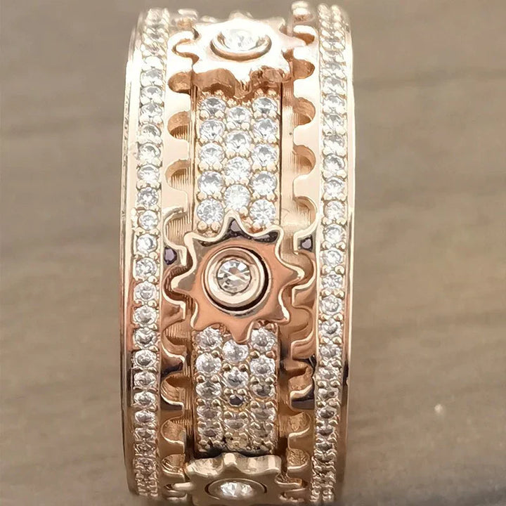 Beruhigender Silber Fidget Ring für Damen und Herren. Anti-Stress Drehring für Konzentration.