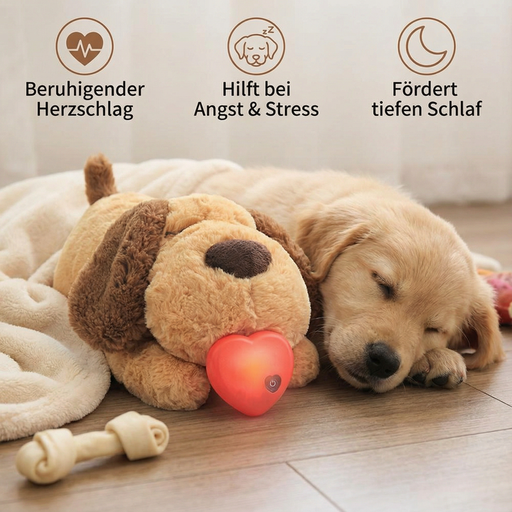 Tier-Kuscheltier mit Herzschlag zur Angstlinderung & Stressabbau; für ruhigen Schlaf von Haustieren.