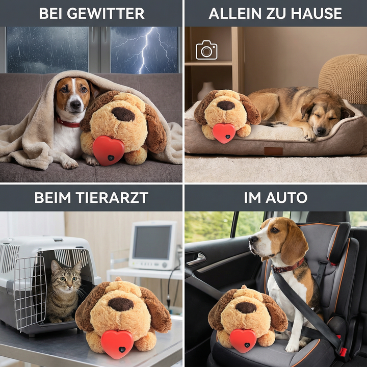Schlafhilfe: Beruhigendes Plüschtier mit Herzschlag für Haustiere, reduziert Stress & fördert Ruhe.