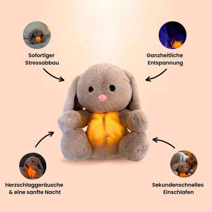 Sanft atmendes Kuscheltier, das Geborgenheit schenkt; hilft Kindern & Erwachsenen beim Einschlafen.