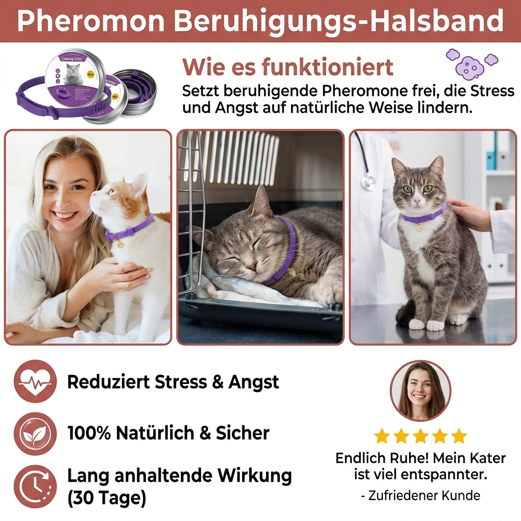 Angstlösendes Pheromon Halsband, natürlich stressfrei für ängstliche Hunde & Katzen.