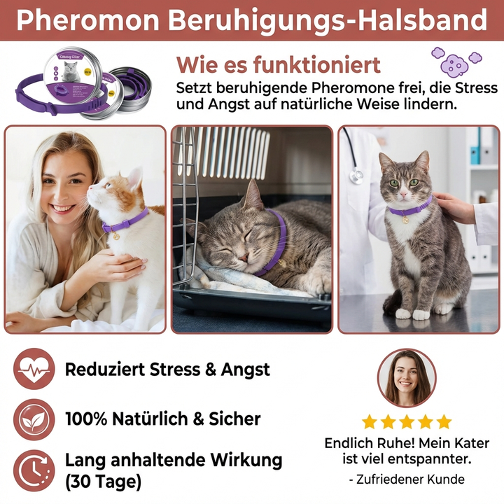 Angstlösendes Pheromon Halsband, natürlich stressfrei für ängstliche Hunde & Katzen.