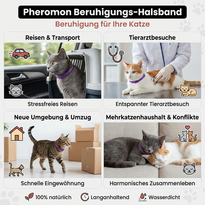 Detailansicht des weichen, beruhigenden Pheromon Halsbands, für stressfreie Hunde & Katzen.
