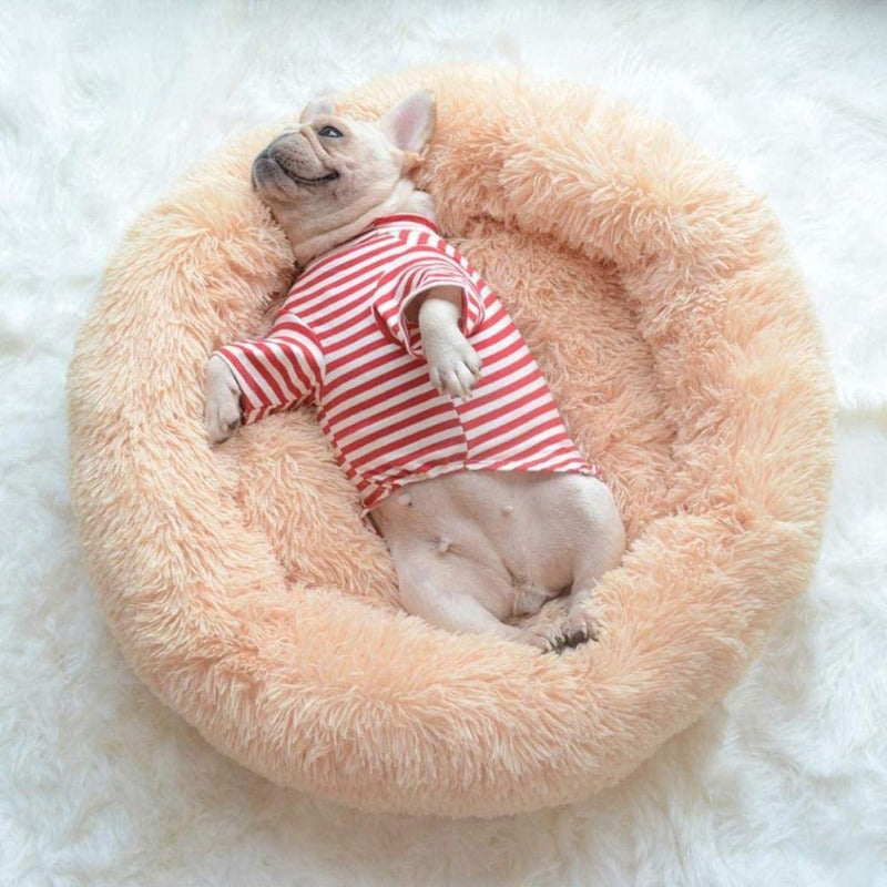 Flauschiges Donut Haustierbett, ideal für Ruhe & Entspannung von Hunden & Katzen.