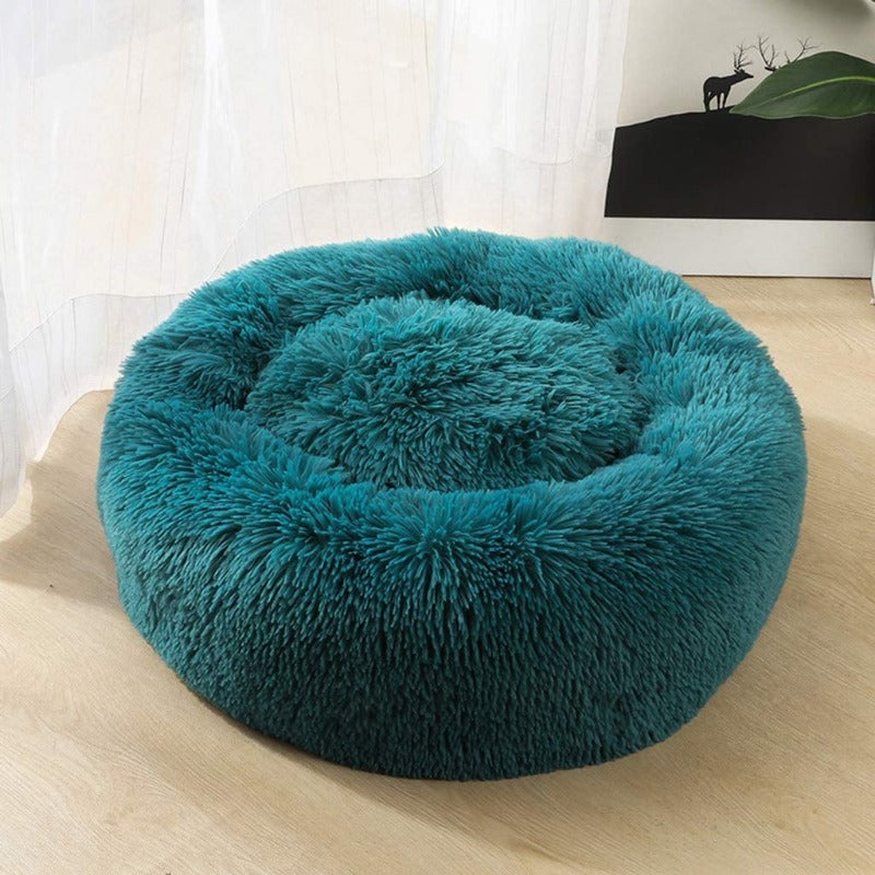 Kleines Plüsch Donut Katzenbett, kuschelig & sicher für Kätzchen oder kleine Hunde.