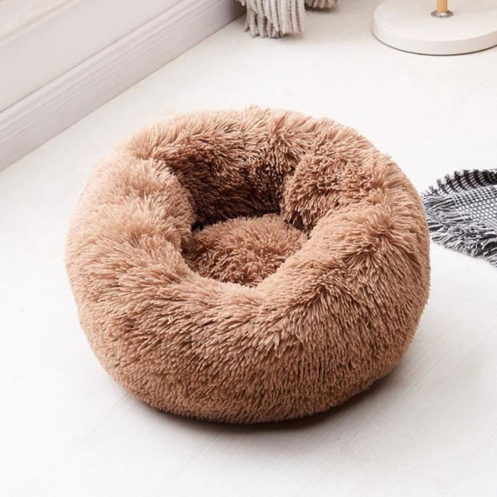 Vielseitiges Donut Plüschbett, ideal als Schlafplatz & Rückzugsort für Haustiere.