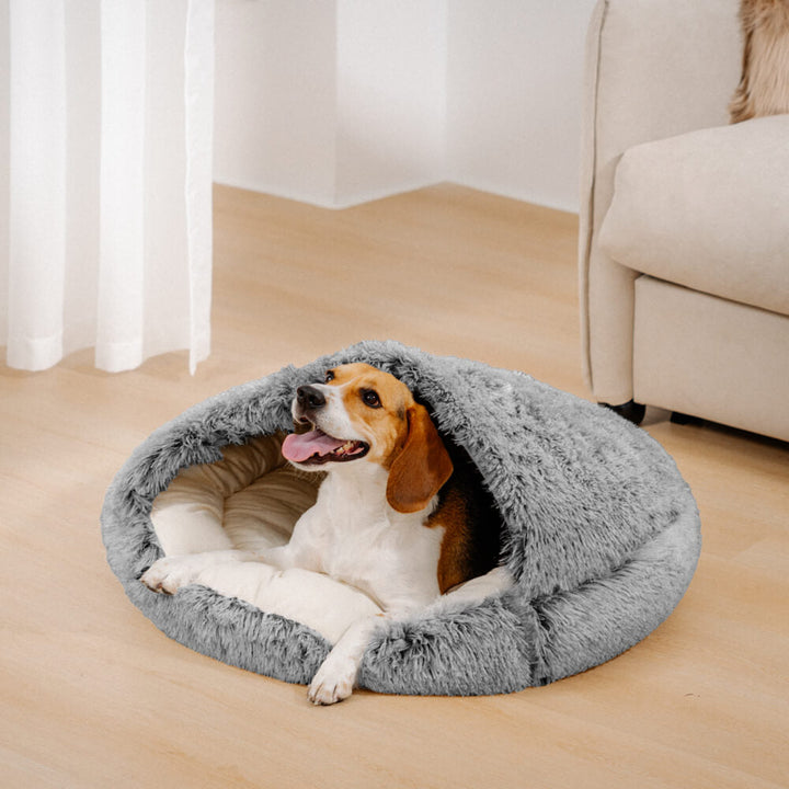 Stabiles Anti-Rutsch Plüsch-Hundebett, bietet sicheren Komfort und Halt für Hunde & Katzen.