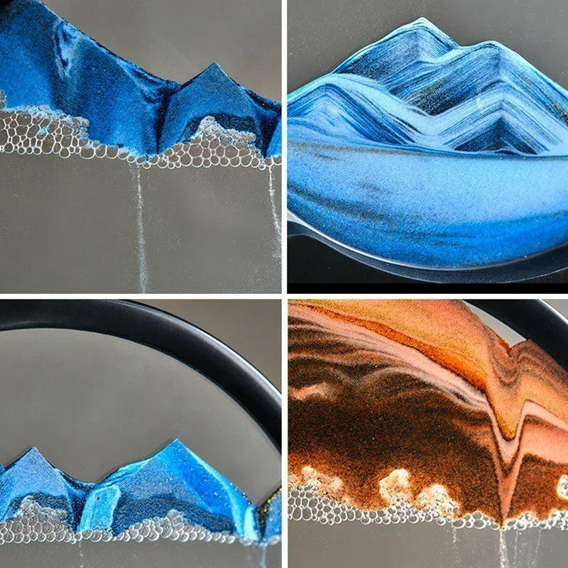Elegantes Sandbild als einzigartige Tischdeko. Entspannende Sanduhr-Kunst für Wohnzimmer, Büro oder als Geschenk.