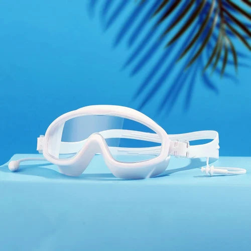 Kinder HD-Schwimmbrille mit großem Rahmen, wasserdicht & beschlagfrei, für klares Sehen beim Schwimmen.