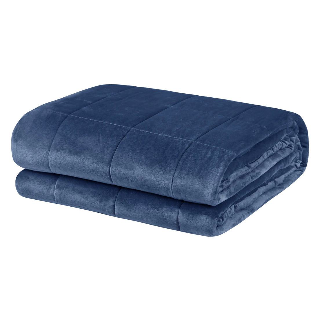 Beschwerte Decke für tiefen Schlaf. Schwere Mikrofaser-Decke mit Glasperlen als Schlafhilfe und Antistress-Lösung.