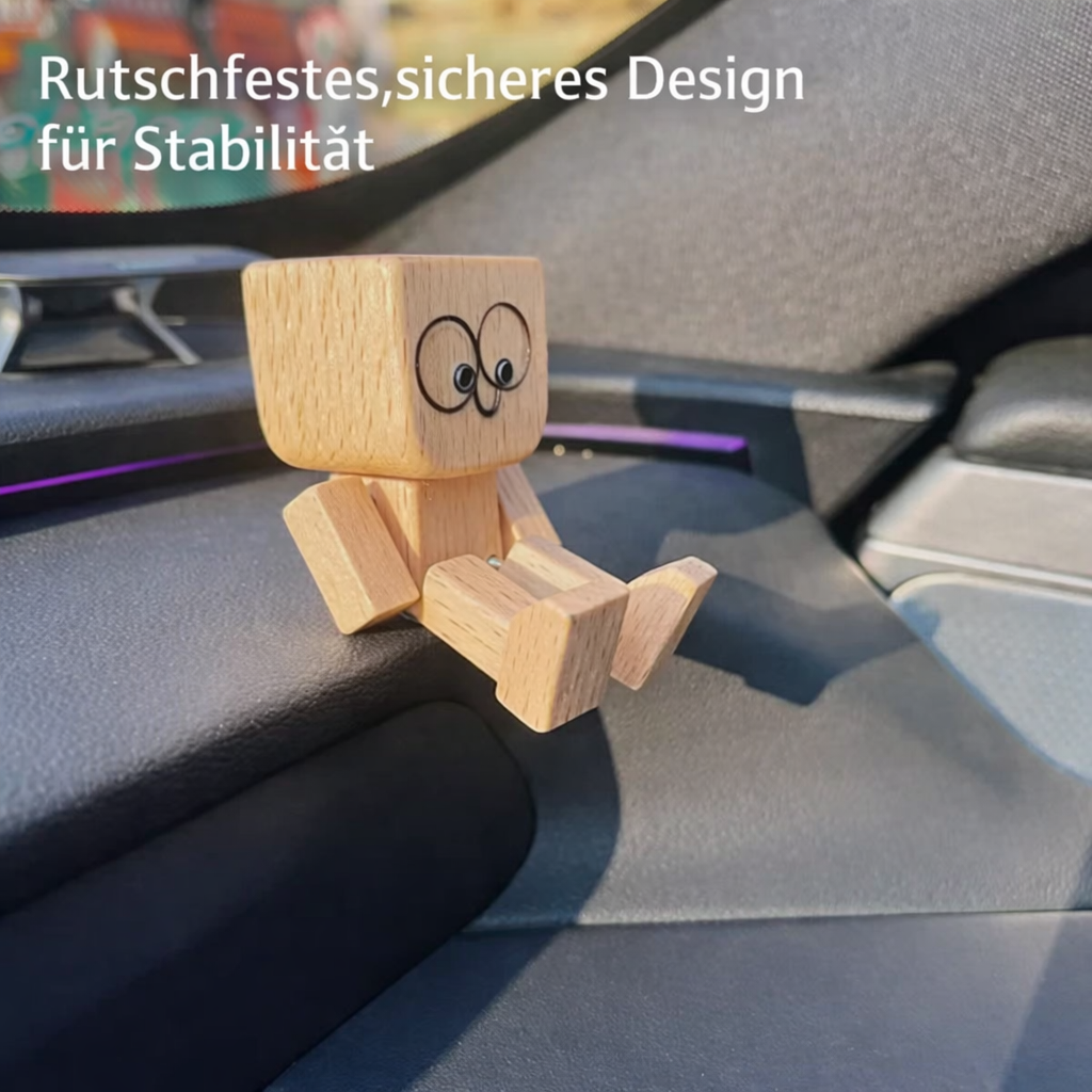 Bewegliche Holzfigur mit Wechselgesichtern, naturholz Deko für emotionale Büro- & Wohnzimmer-Akzente.