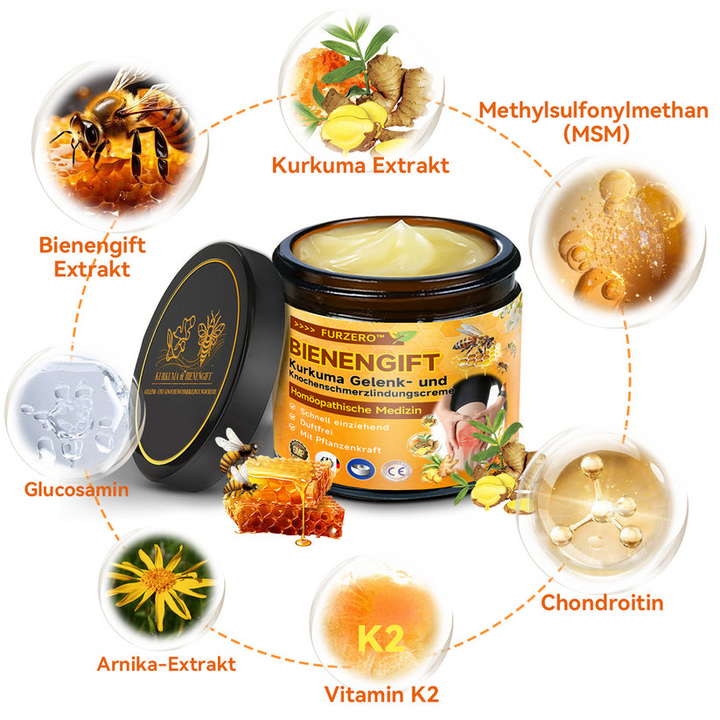 Bienen-Vital-Creme gegen Rücken-, Nacken-, Knie- & Muskelschmerzen. Natürliche Schmerzlinderung.