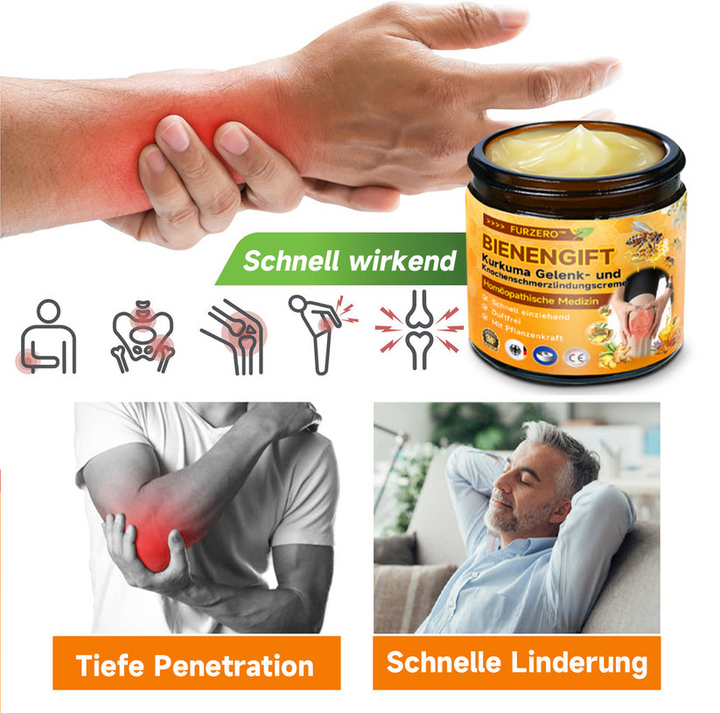 Aktive Bienen-Vital-Creme mit Bienengift-Extrakt und Kurkuma für Muskel- & Gelenkschmerzen.