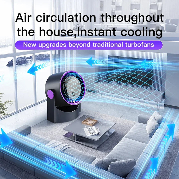 Rotorloser USB Ventilator mit 100 Geschwindigkeitsstufen für präzise, energieeffiziente Frischluft.