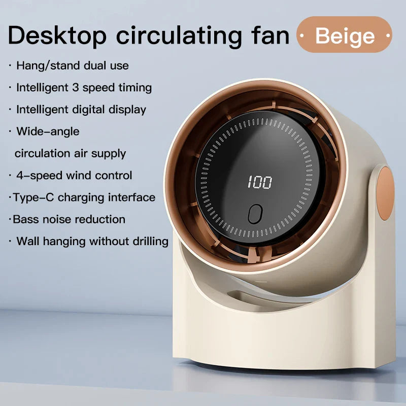 Eleganter blattloser USB Ventilator mit 100 Stufen, leise & energiesparend für optimales Klima.