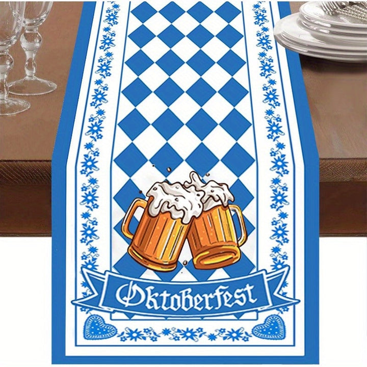 Bayerischer Tafelläufer mit klassischem blau-weißem Rautenmuster. Perfekte Wiesn- & Partydeko für Ihre Festtafel.