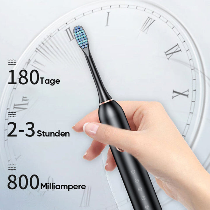 Elektrische Schallzahnbürste mit Ersatz-Bürstenköpfen für individuelle & langfristige Zahnpflege.