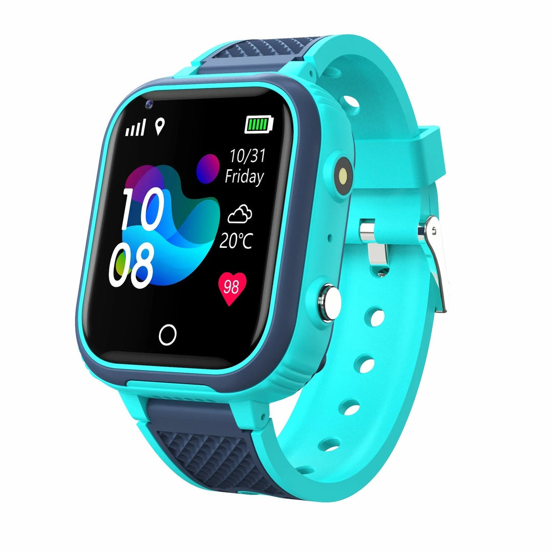 Kinder Smartwatch in Schwarz mit Wecker, Schrittzähler & 4G-Kommunikation. Macht Spaß und hält Kinder aktiv.