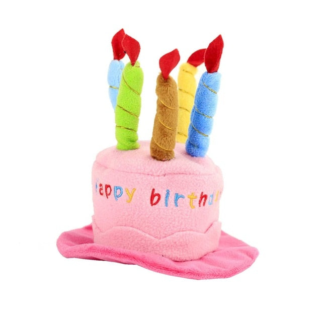 Tieraccessoire: Rosa PartyPaws Geburtstagsmütze für Hunde & Katzen, weicher Fleece Partyhut zur Feier.