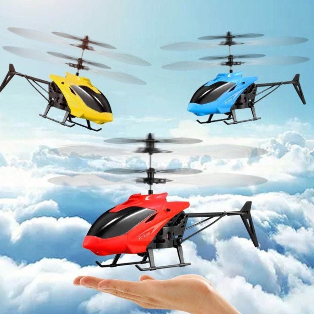 Blauer Kinder RC-Helikopter für einfachen Flugspaß. Ferngesteuertes Spielzeug perfekt für Anfänger und Outdoor-Abenteuer.