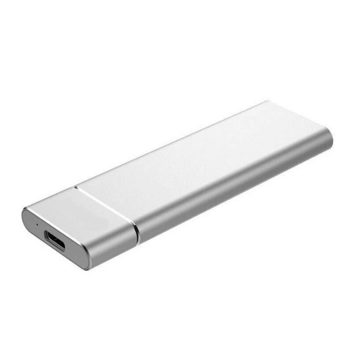 Elegante externe Aluminium-Festplatte, schnell und tragbar, perfekt für digitalen Datenspeicher.
