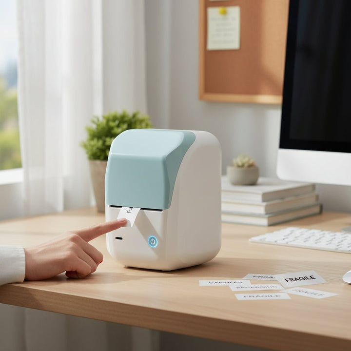 Tintensparsam BLUETAG Thermodrucker: kabelloser Bluetooth Etikettendrucker für effiziente, kostengünstige Beschriftung.