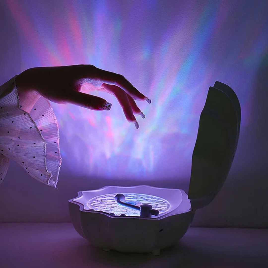 Kabelloser Bluetooth Lautsprecher mit entspannendem Wellenlicht, perfekt für Schlafzimmer & Badezimmer.