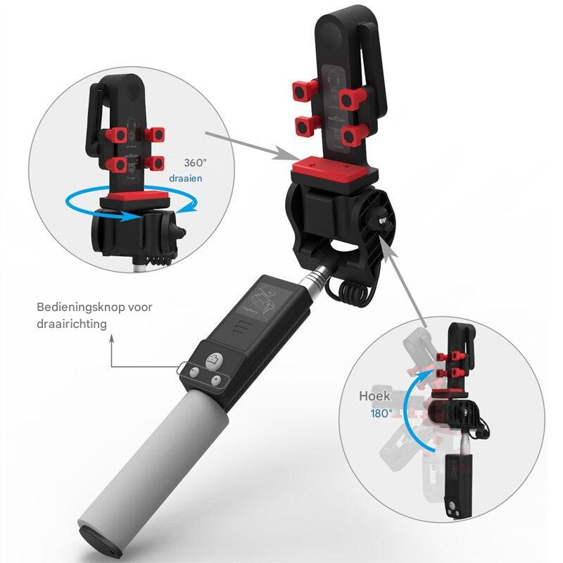 Erzielen Sie mühelos 360° Aufnahmen mit diesem Bluetooth Selfie Stick für Ihr Smartphone und Tablet.